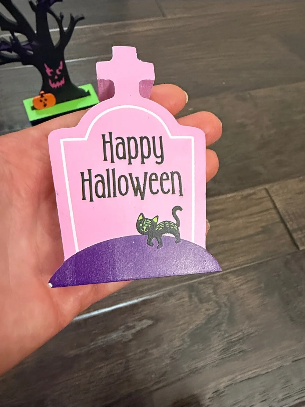 Halloween Décor Set - Black Tree with Purple and Pink Tombstones
